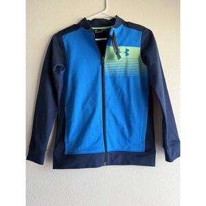 Under Armour Kids Boys Light Jacket Blue Zipper Size Youth Medium Very Good Cond